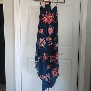 Floral high low Everly dress- navy pink